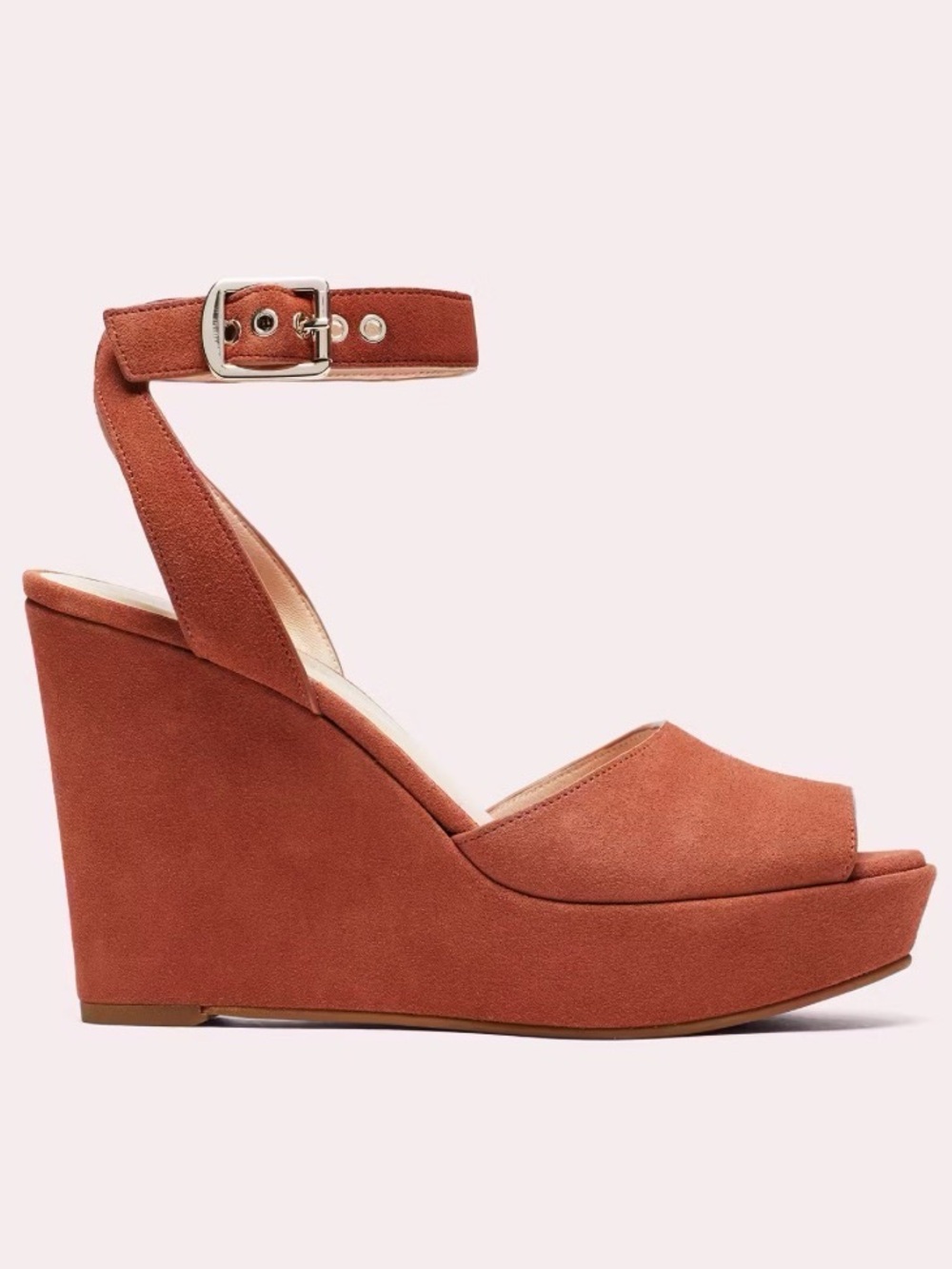 {Kate Spade} Suede Ankle-Strap Wedge Sandals